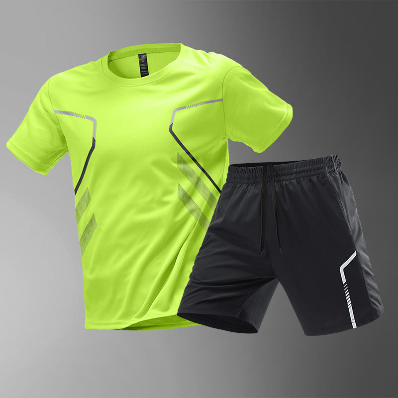 Men Quick-drying Breathable Short Sleeve Round Neck Active Tee Outdoor Workout