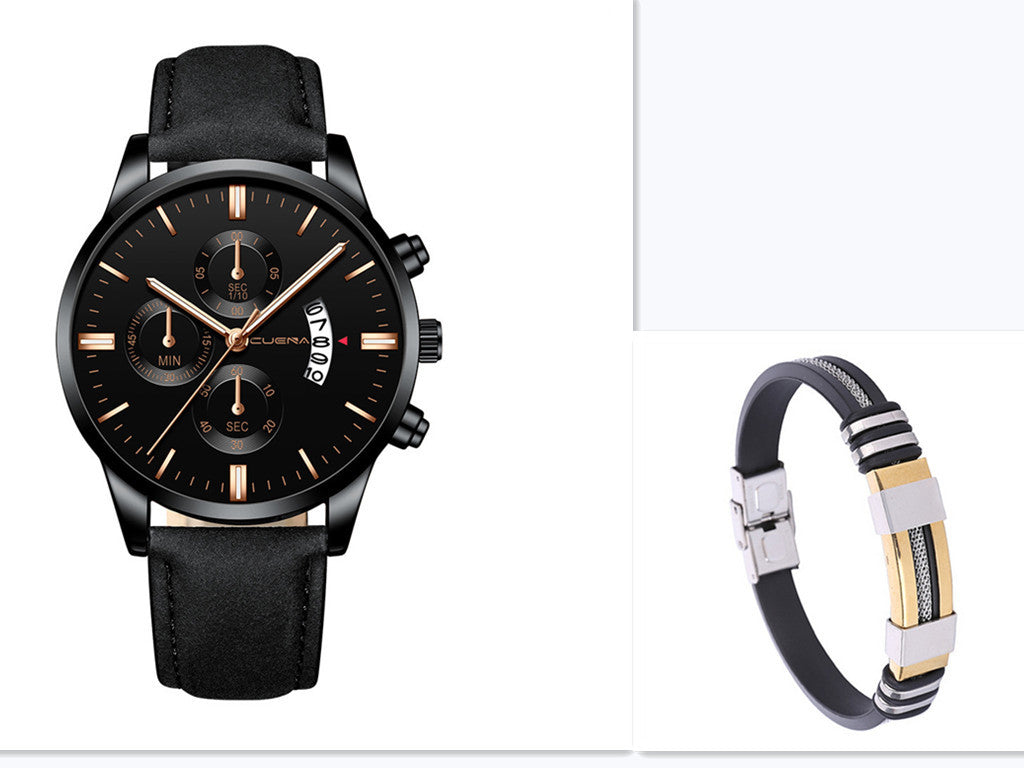 Men's Business Watch Three-eye six-point scale with calendar watch