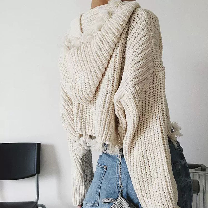 Hooded Tassel Zipper Sweaters Coat