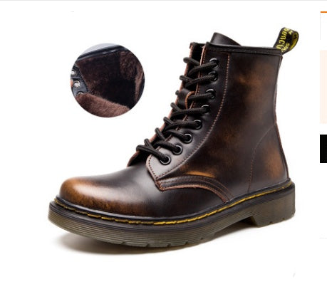 Martin Boots Low-heeled Leather Tube Couple Short Boots Motorcycle Boots