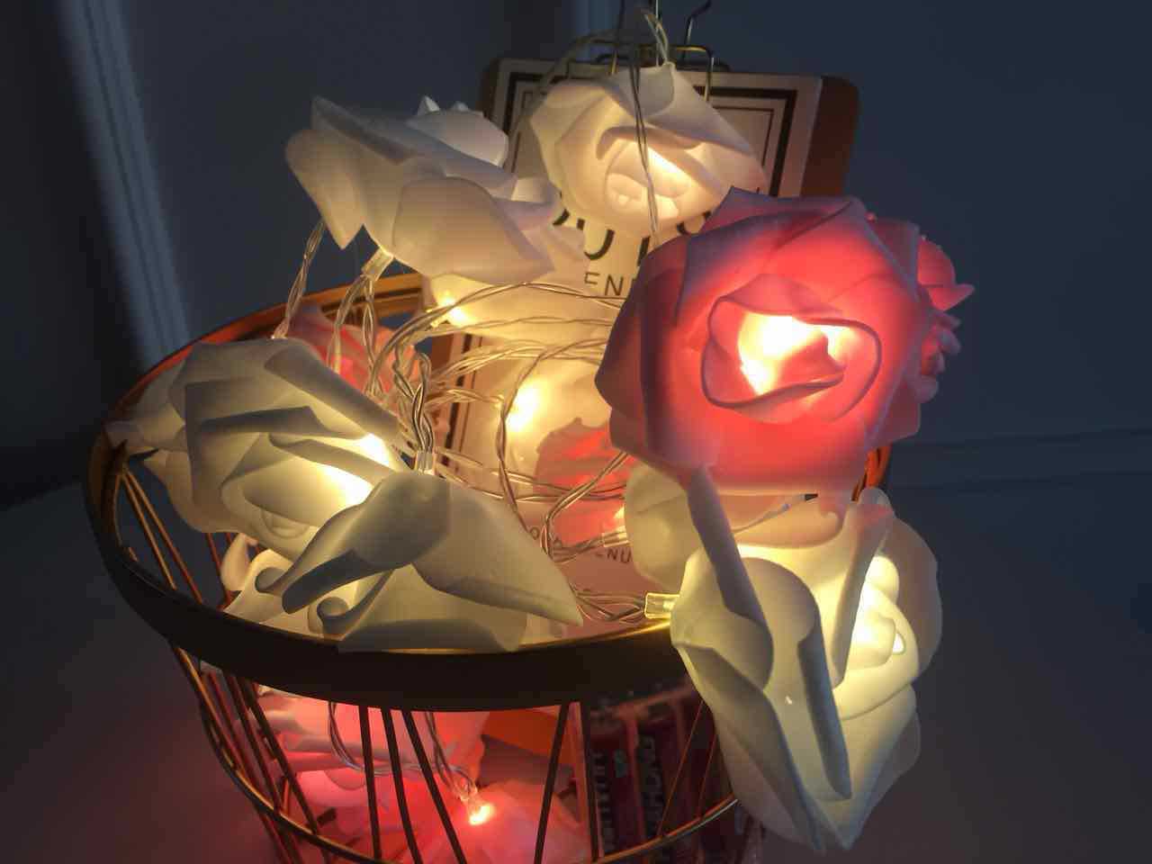 Girl Heart Led Pink White Rose Proposal Birthday Wedding Dormitory Decoration Arrangement String Lights