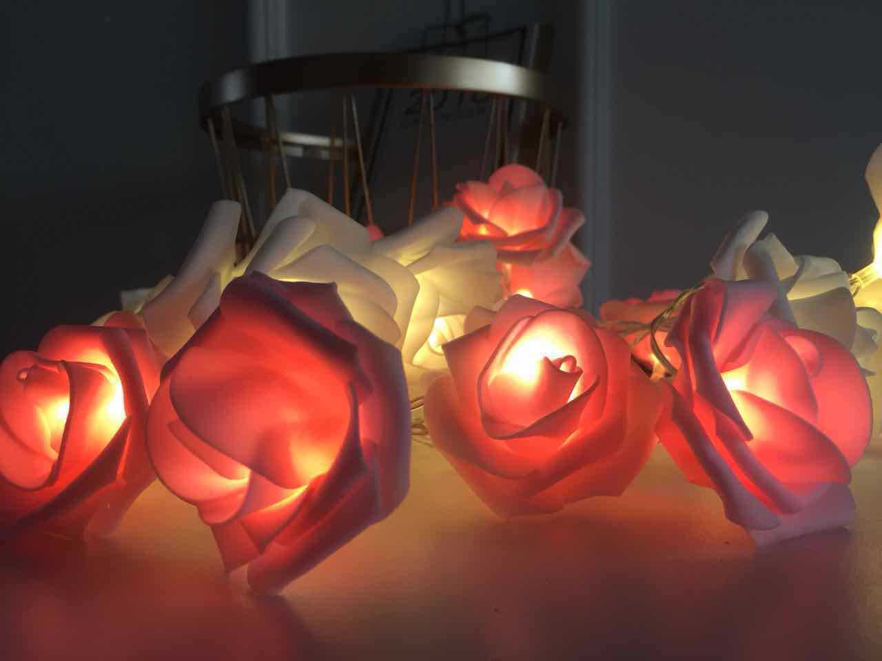 Girl Heart Led Pink White Rose Proposal Birthday Wedding Dormitory Decoration Arrangement String Lights