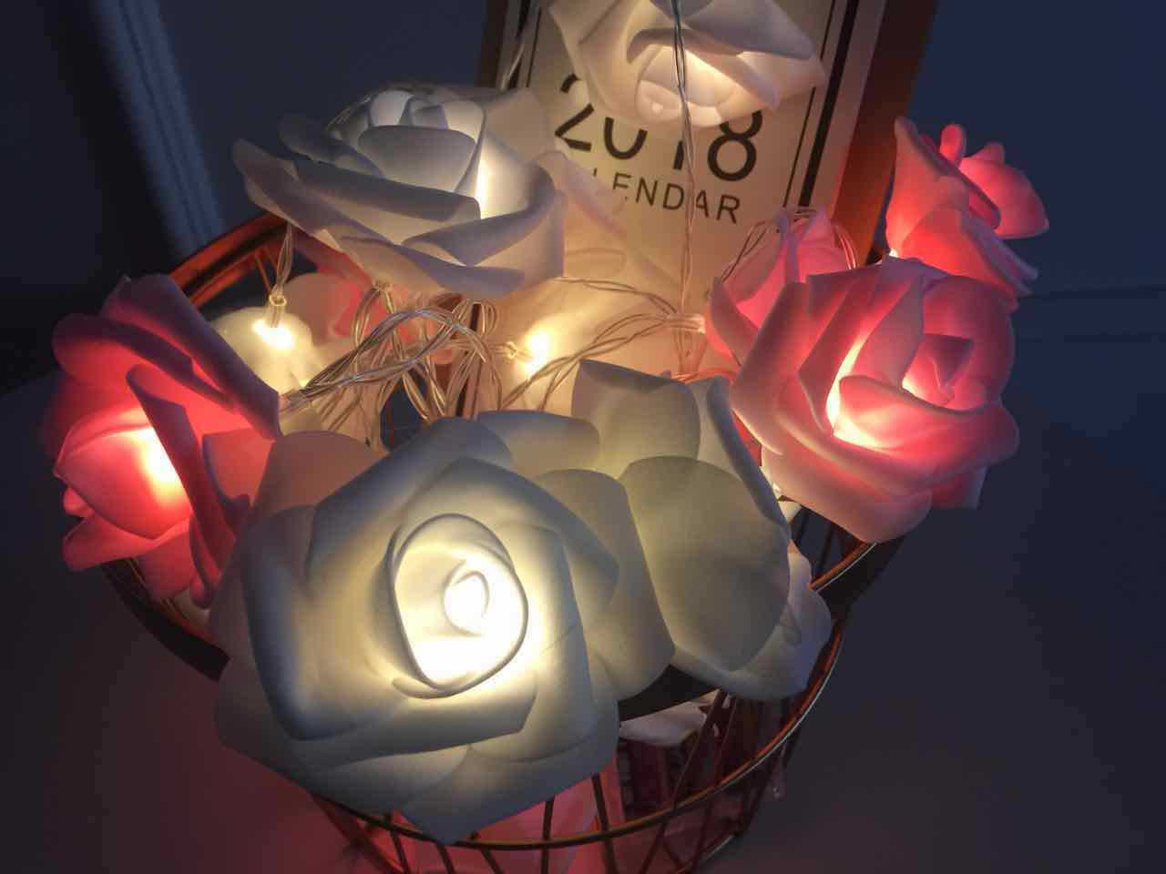Girl Heart Led Pink White Rose Proposal Birthday Wedding Dormitory Decoration Arrangement String Lights