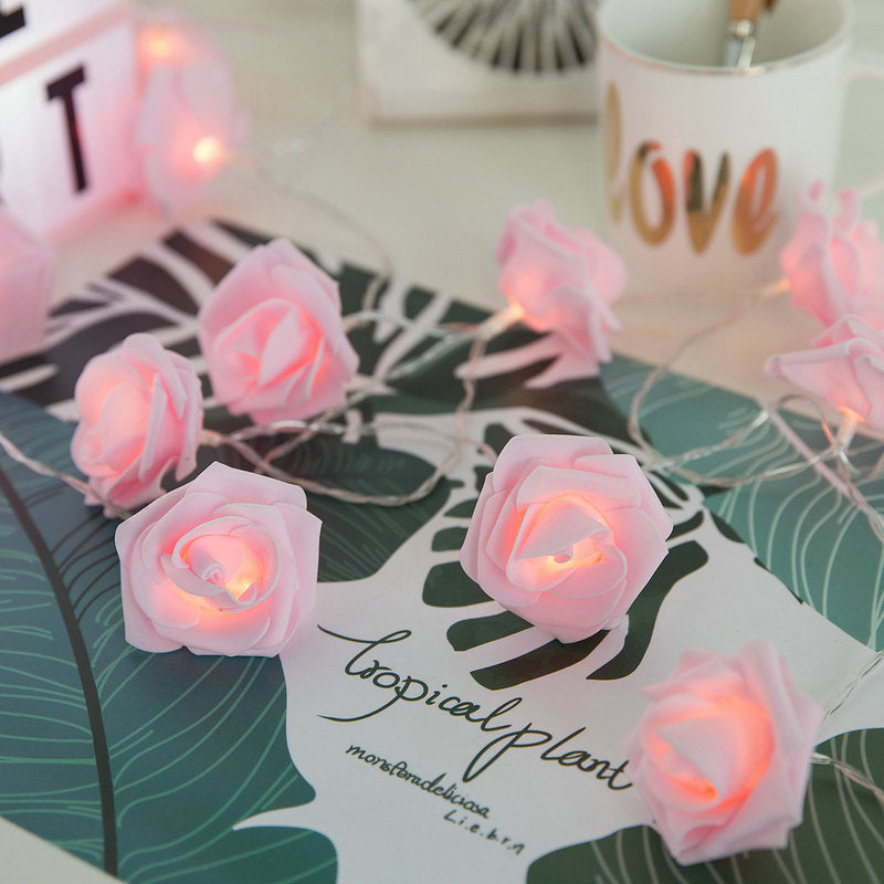 Girl Heart Led Pink White Rose Proposal Birthday Wedding Dormitory Decoration Arrangement String Lights
