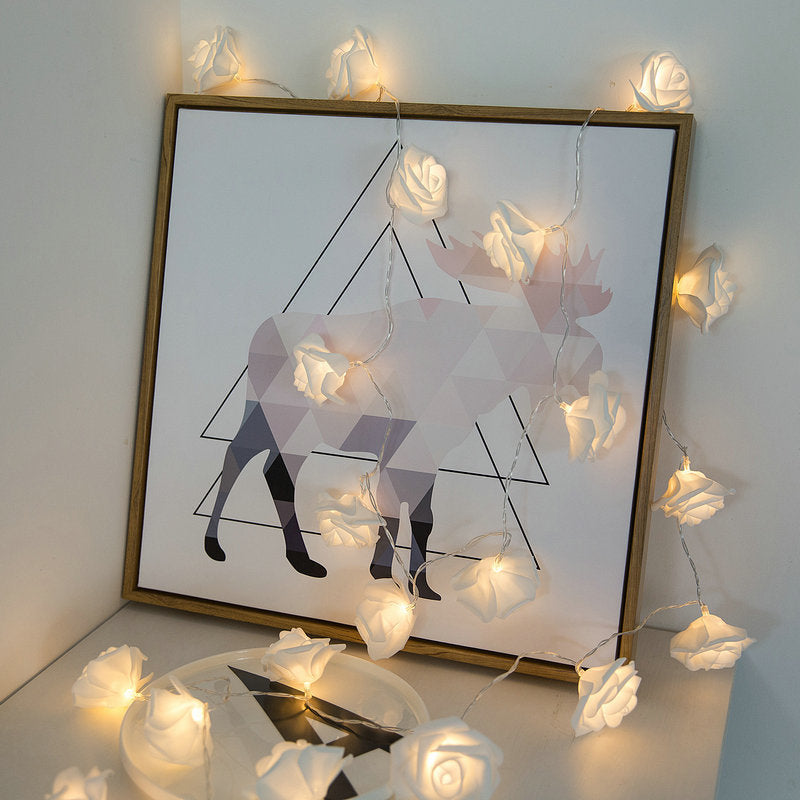 Girl Heart Led Pink White Rose Proposal Birthday Wedding Dormitory Decoration Arrangement String Lights