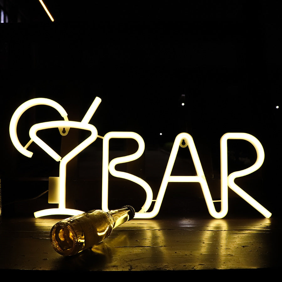 LED Neon Letter Shape BAR Family PARTY Bar Bedroom Room Decoration Light
