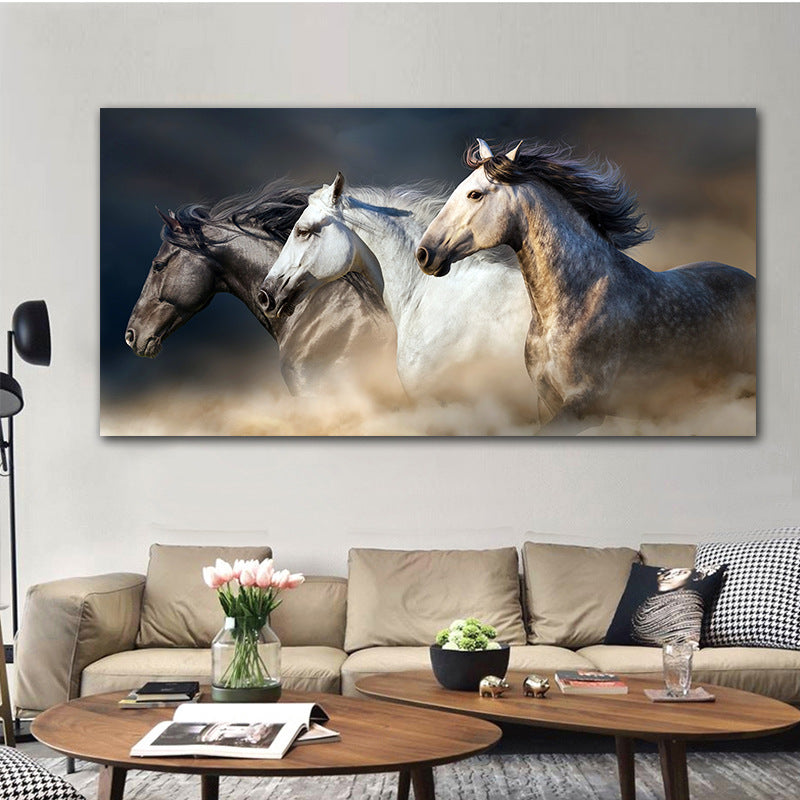 Oil Painting Horse One-Time Delivery Wish Explosion Models Living Room Study Decorative Canvas Painting Frameless Painting Core