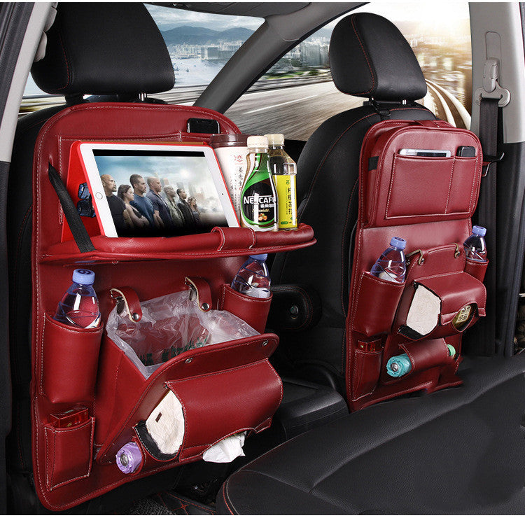 Car Storage Bag Multifunction Seat Back Tray Hanging Bag Waterproof Car Organizer PU Leather Automotive Interior Accessories