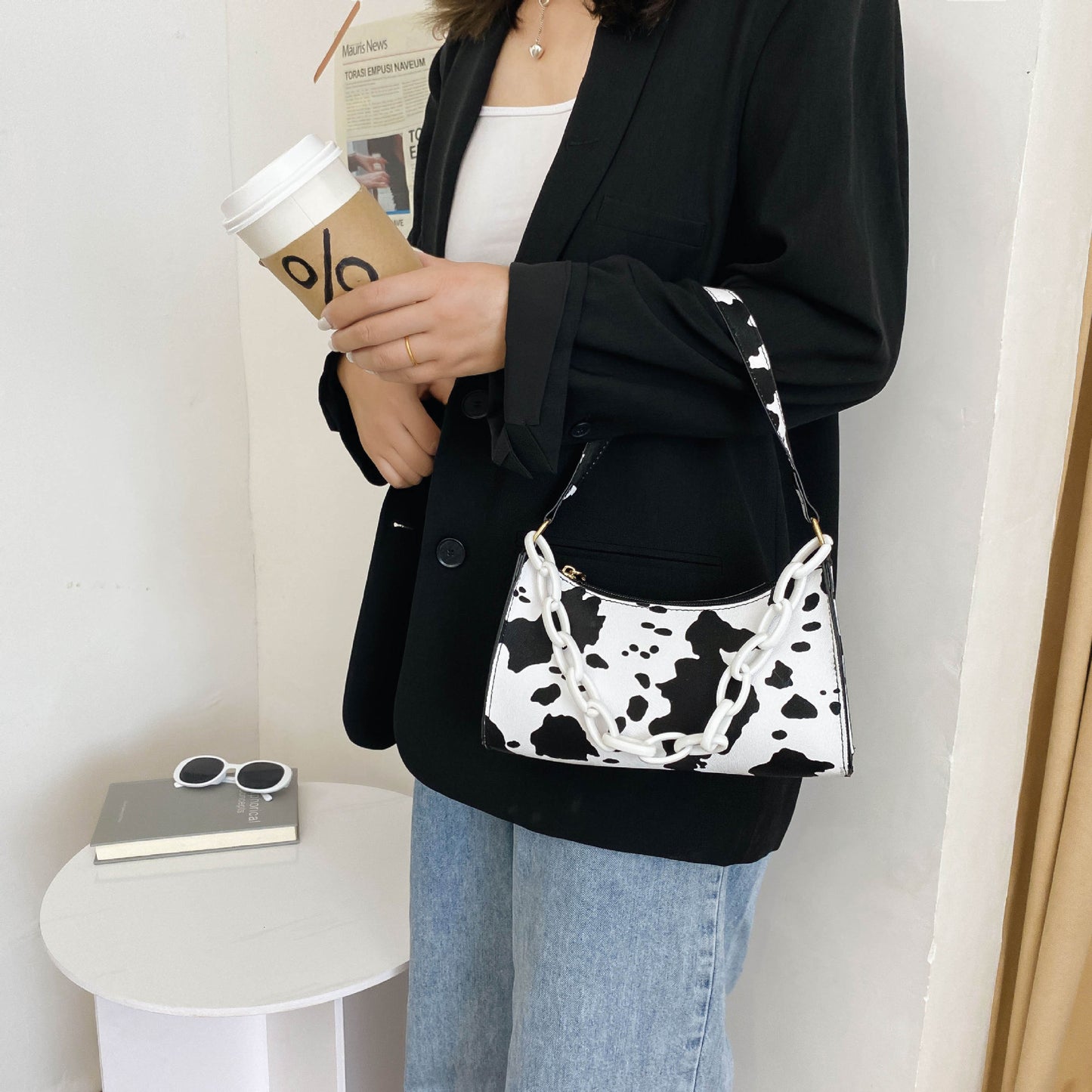 Cow Pattern Underarm Net Red Texture Ladies Bag - Online Shop AU.com