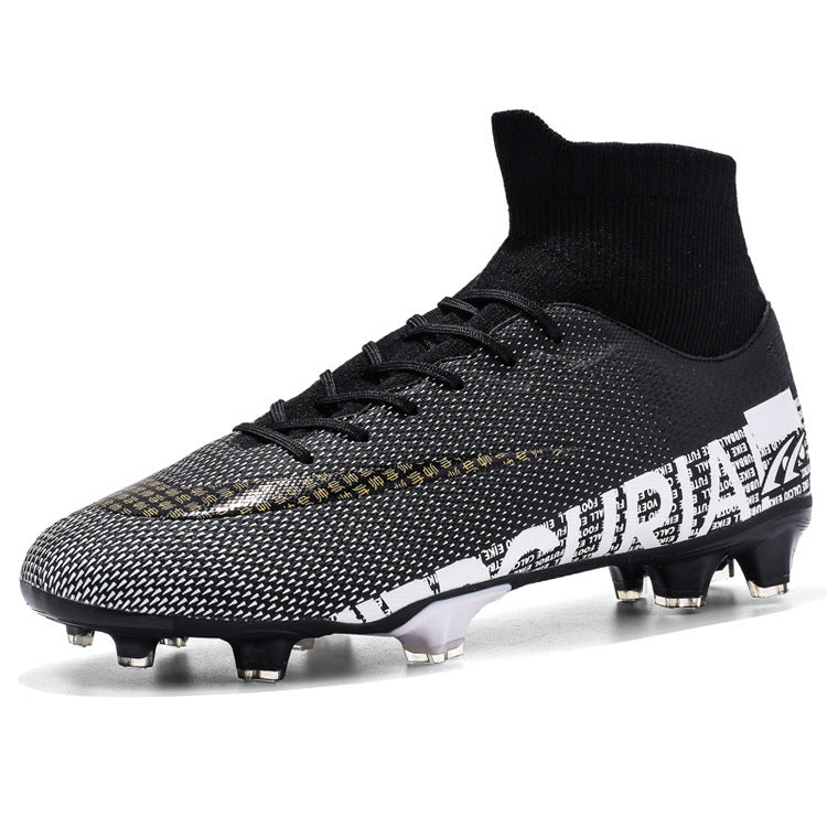 Men Soccer Shoes High Ankle Football Boots Cleats Grass Training