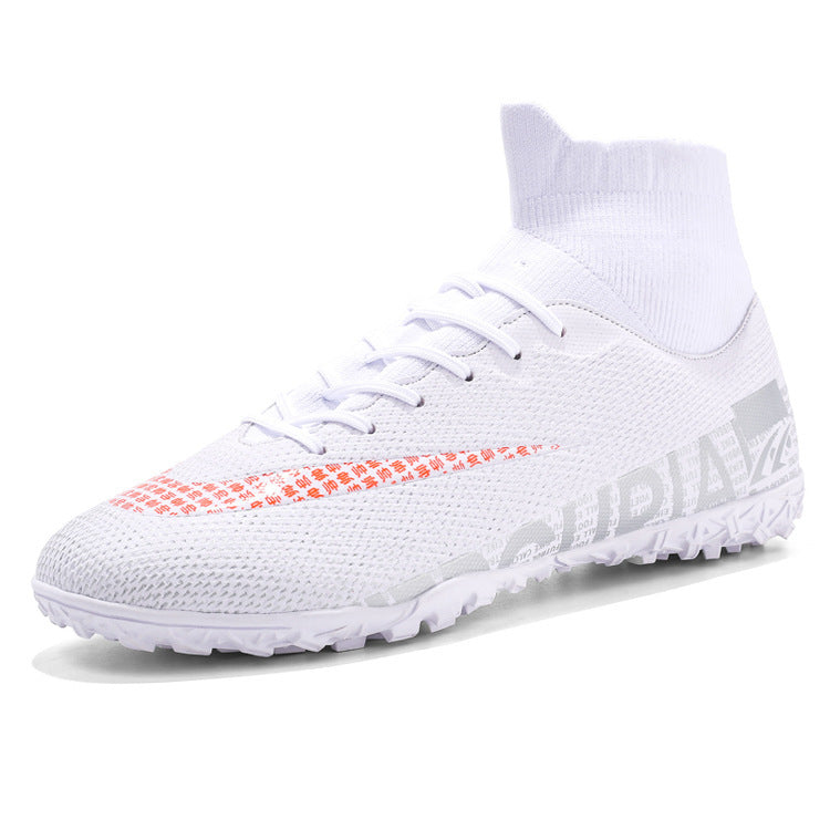 Men Soccer Shoes High Ankle Football Boots Cleats Grass Training