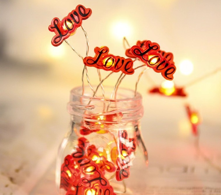 Led Copper Wire Light Love Red Lips Small Colored Lights Flashing Light Decoration Christmas Valentine's Day