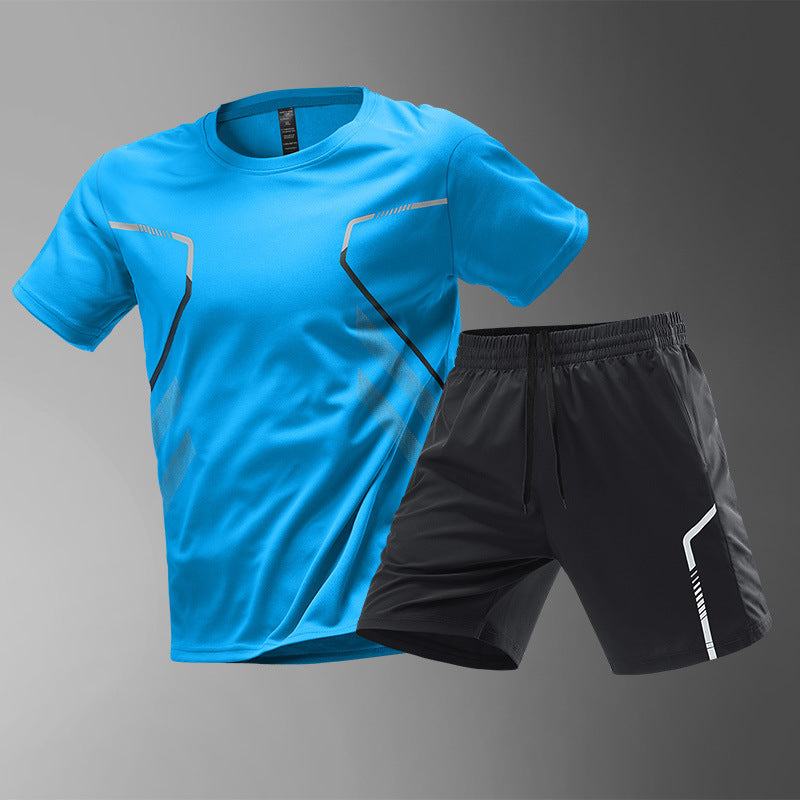 Men Quick-drying Breathable Short Sleeve Round Neck Active Tee Outdoor Workout