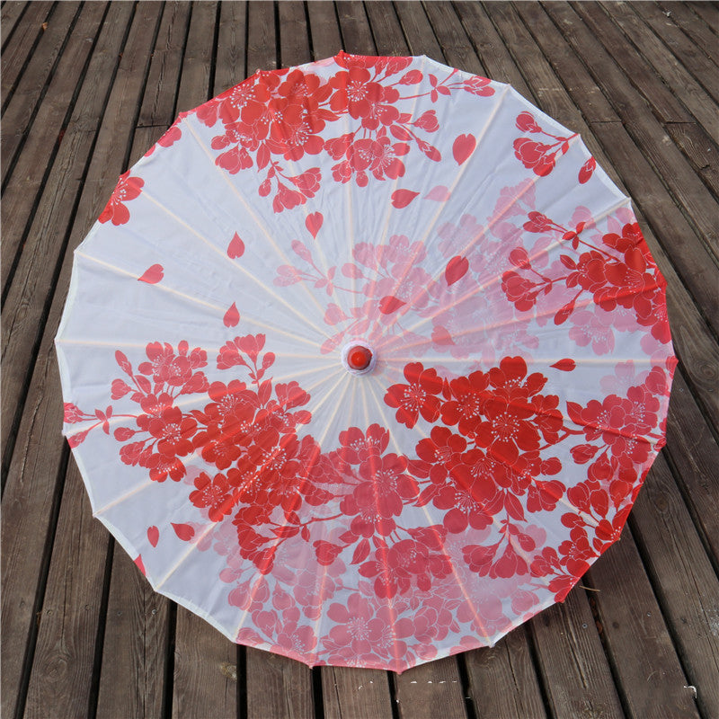 Chinese Style Silk Print Antique Umbrella