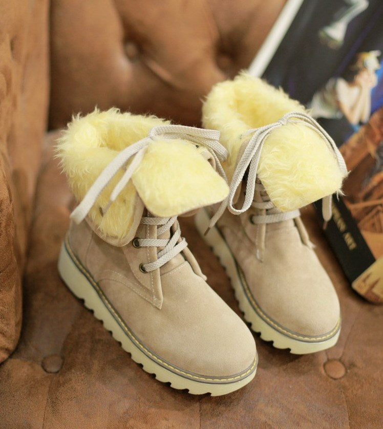 Boots Frosted fur boots snow boots Lace Up Boots Womens Boots