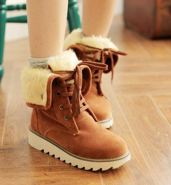 Boots Frosted fur boots snow boots Lace Up Boots Womens Boots