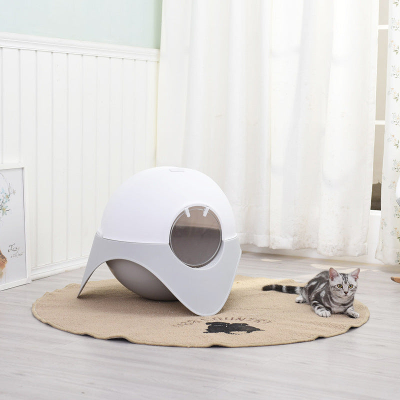 Cat Litter Box Fully Enclosed Snow House Cat Toilet Large UFO Litter Box