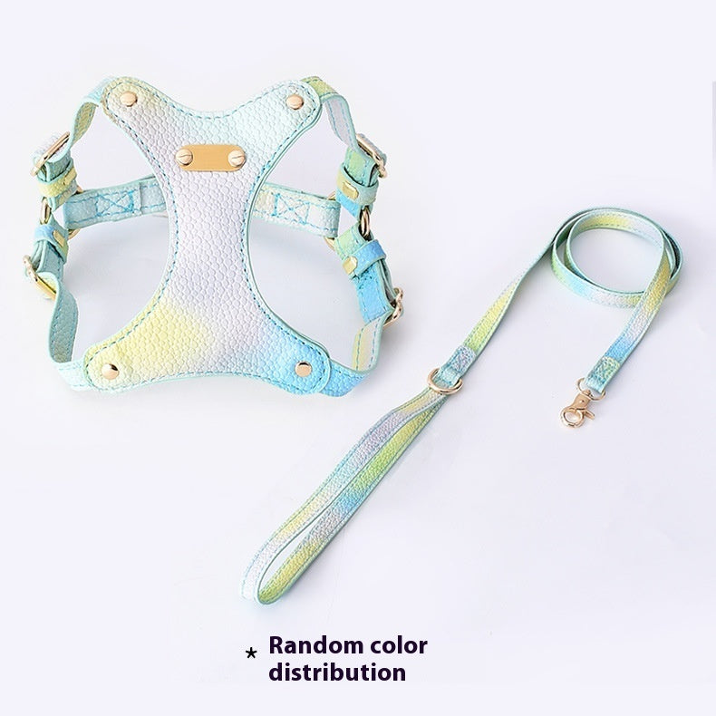 Colorful Leather Cat Strap Pulling Rope