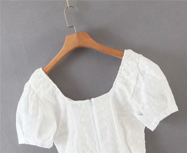 Short Sleeve Neck Waist A-Line Dress - Online Shop AU.com