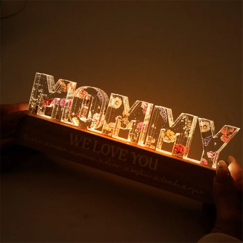 Mother's Day Custom Flower Printed LED Night Light Creative Gift Printing Acrylic Night Light Text Birthday Flower Ornaments - Online Shop AU.com