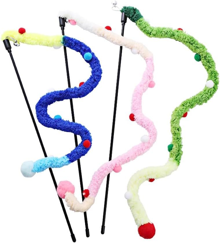 Cat Toys Plush Strip Cat Wands Interactive Cat Toys Colorful Cat Teaser Wands