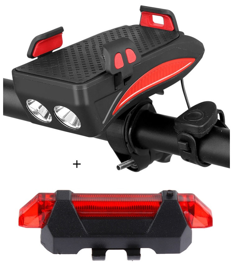 Motorcycle Bicycle Phone Holder Support Charging For Cell Phone With Bike Bell Power Bank Bicycle Front Lamp Flashlight - Online Shop AU.com
