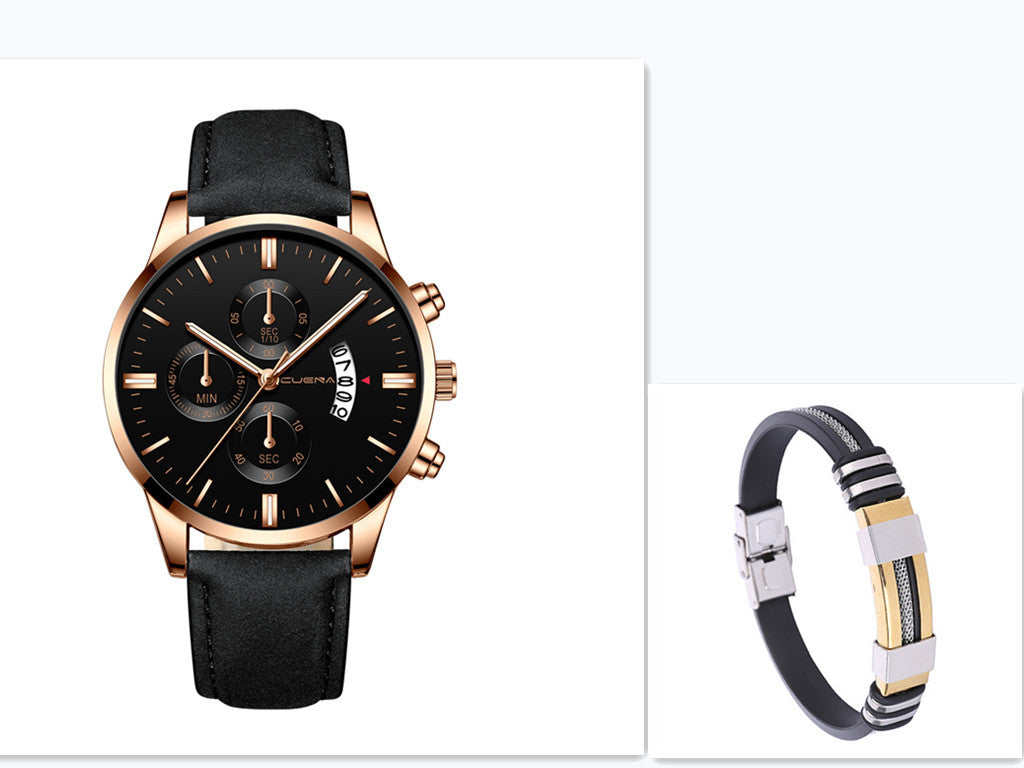 Men's Business Watch Three-eye six-point scale with calendar watch