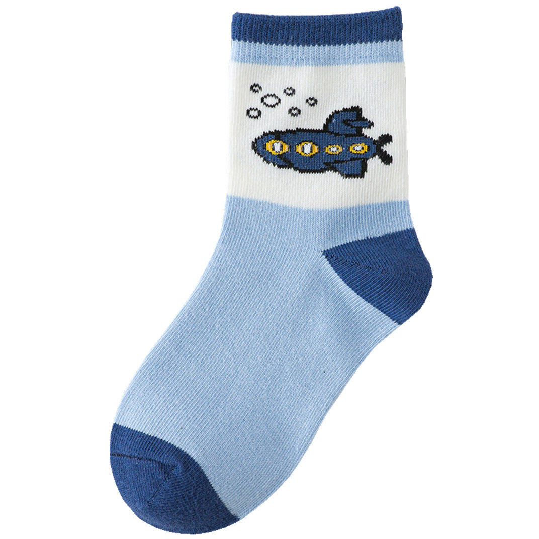 Spring And Autumn Cartoon Ship Boy Socks