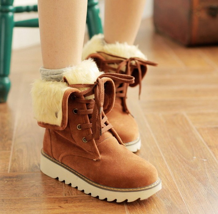 Boots Frosted fur boots snow boots Lace Up Boots Womens Boots