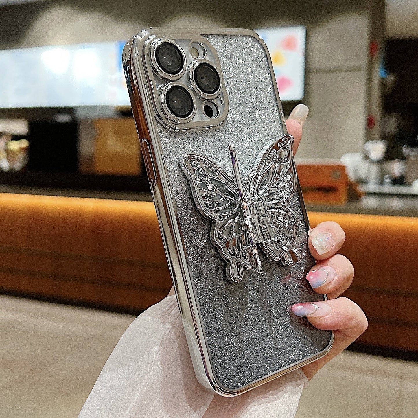 Butterfly Phone Case Gradient Transparent Plating Mobile Phone Protective Cover