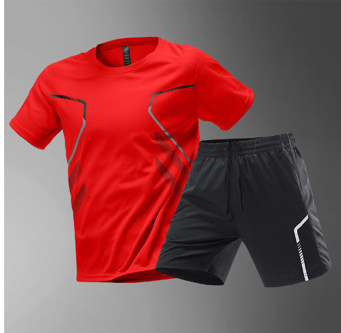 Men Quick-drying Breathable Short Sleeve Round Neck Active Tee Outdoor Workout
