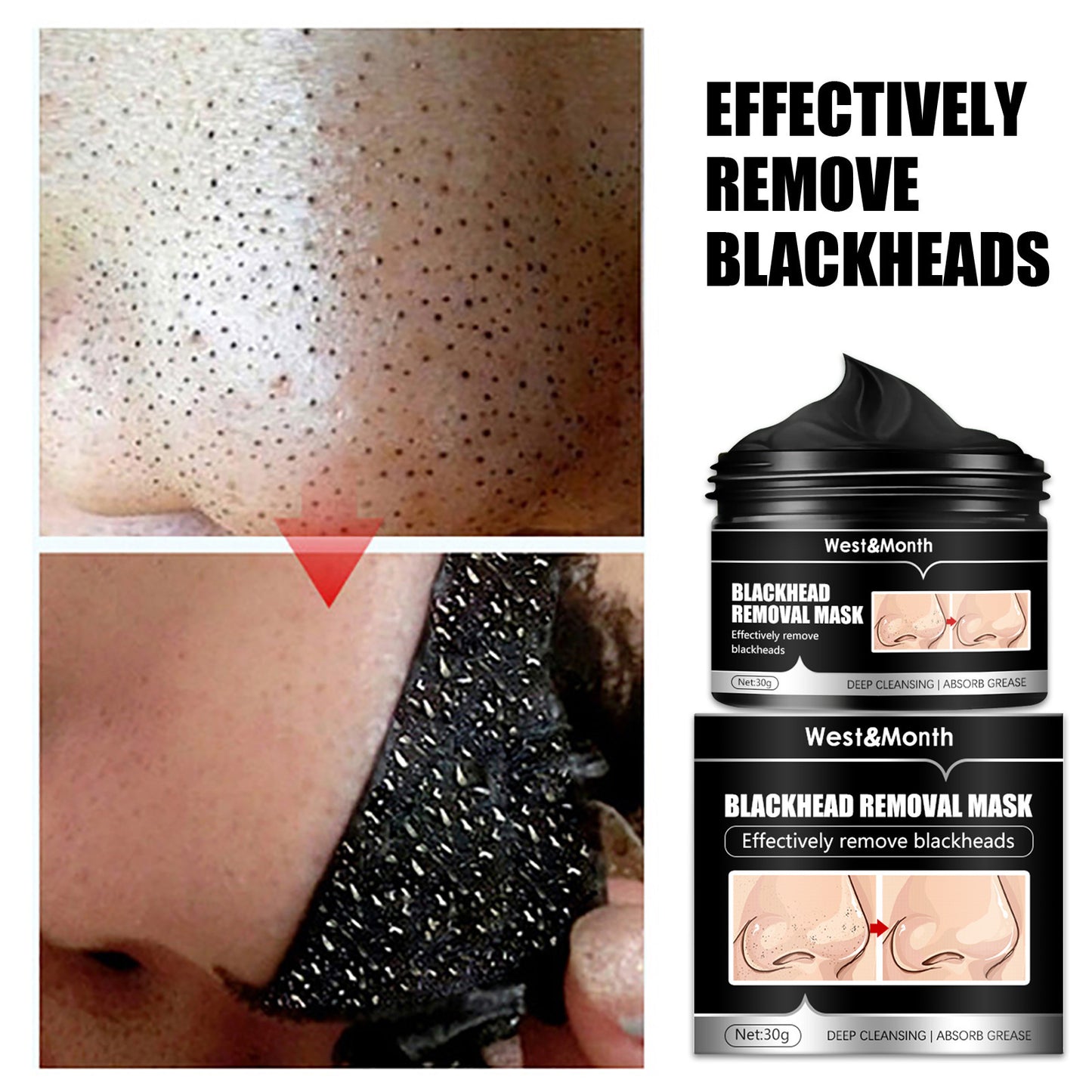 Bamboo Charcoal Blackhead Suction Mask Cleaning Tear And Pull Nose Mask Blackhead Suction Acne