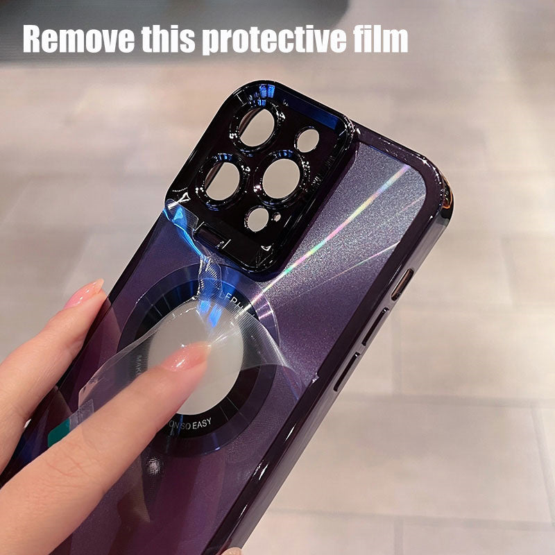 Electroplated Phone Case Luxury Plating CD Pattern Magsafe Bracket Case For 12 13 14 Pro Max Invisible Camera Stand Holder Lens Holder Magnetic Suction