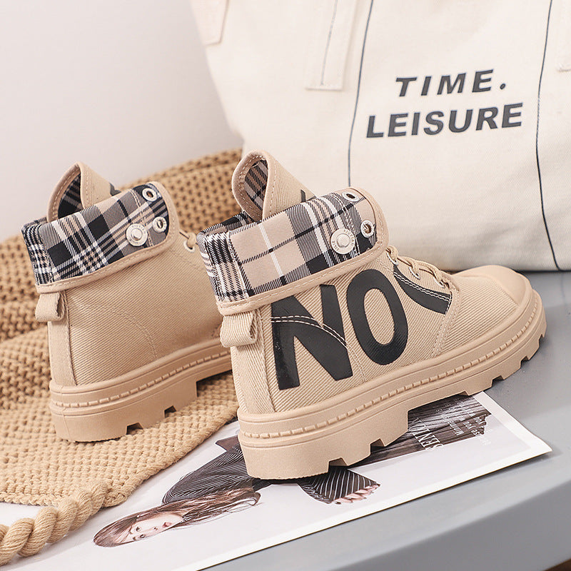 Boots All-match High-top Girls Canvas Short Boots Women's Shoes