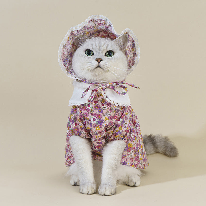 Girly Style Floral Lace Princess Dress Cat Costume