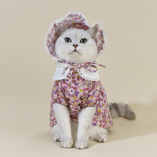 Girly Style Floral Lace Princess Dress Cat Costume