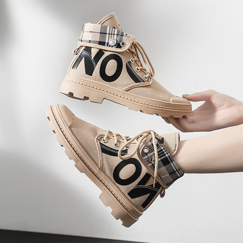 Boots All-match High-top Girls Canvas Short Boots Women's Shoes