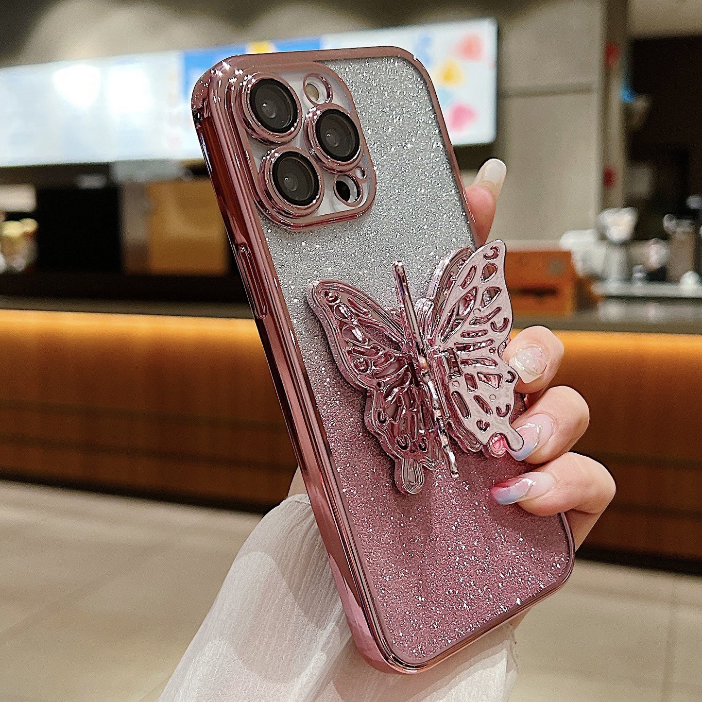Butterfly Phone Case Gradient Transparent Plating Mobile Phone Protective Cover