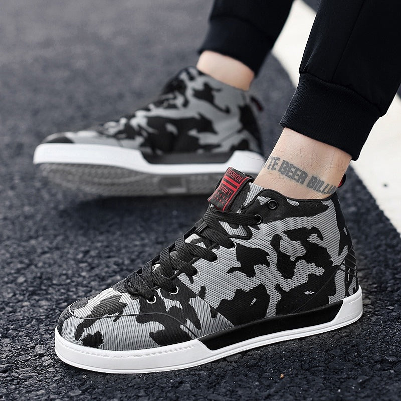 High-top Shoes Camouflage Canvas Shoes Men's Shoes Style Trendy Shoes Plus Size