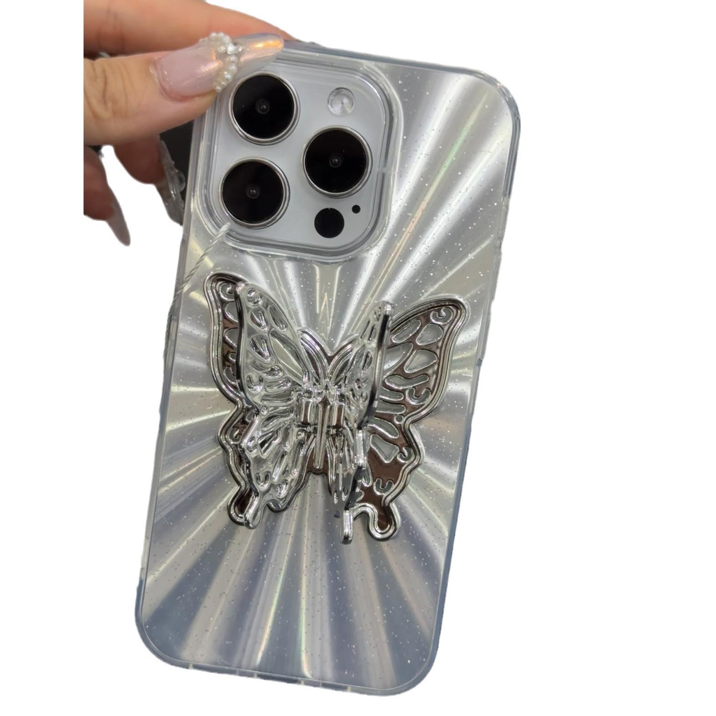 Mobile Phone Case Aurora Three-dimensional Butterfly Bracket Phone Case