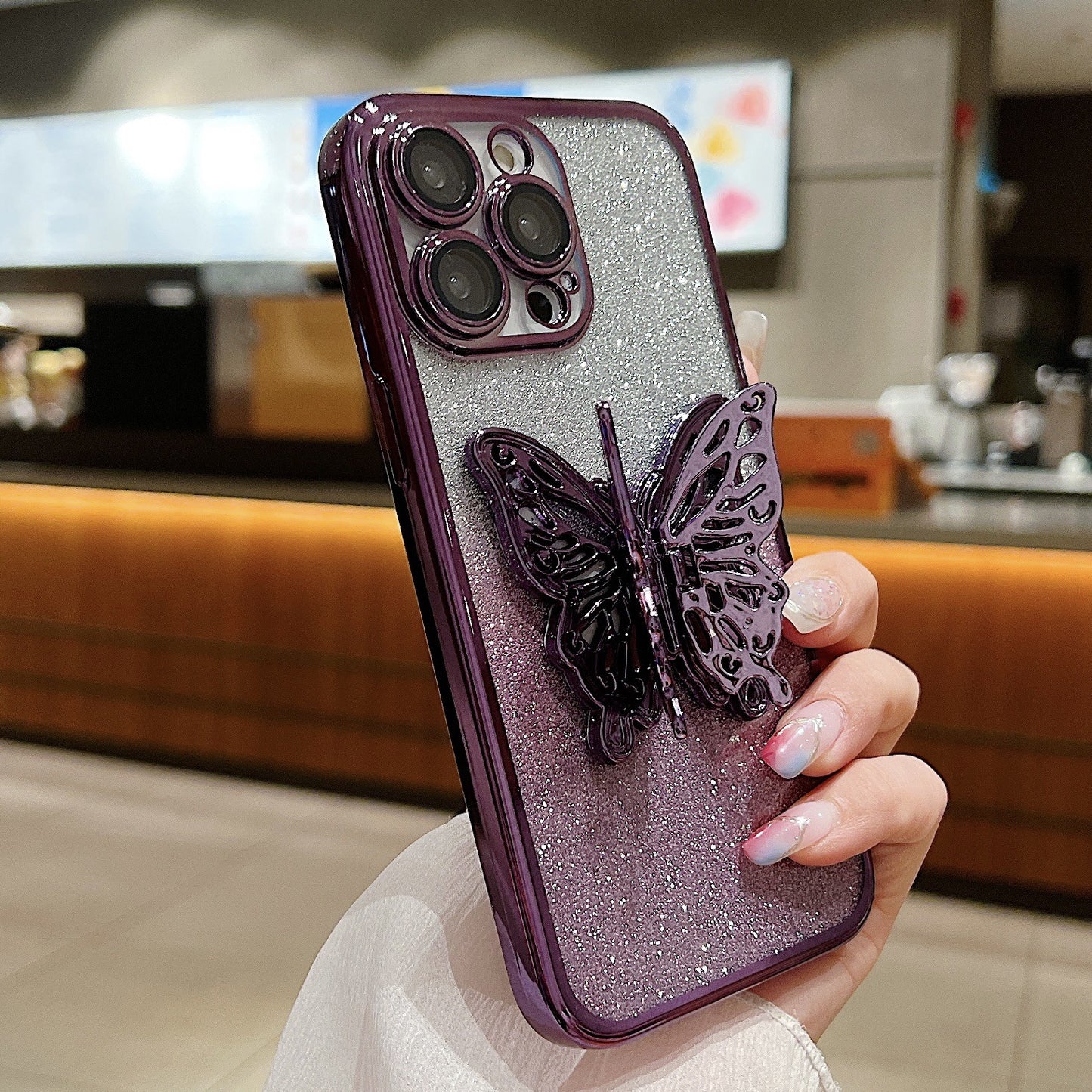 Butterfly Phone Case Gradient Transparent Plating Mobile Phone Protective Cover