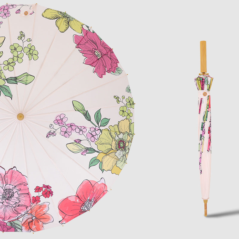 Vintage Long-handle Bamboo Umbrella