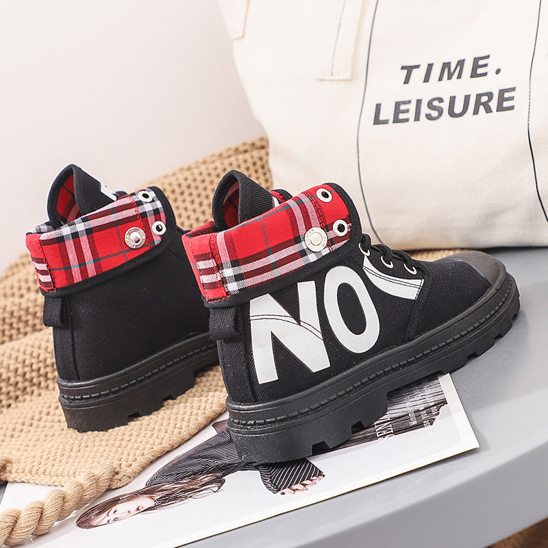 Boots All-match High-top Girls Canvas Short Boots Women's Shoes