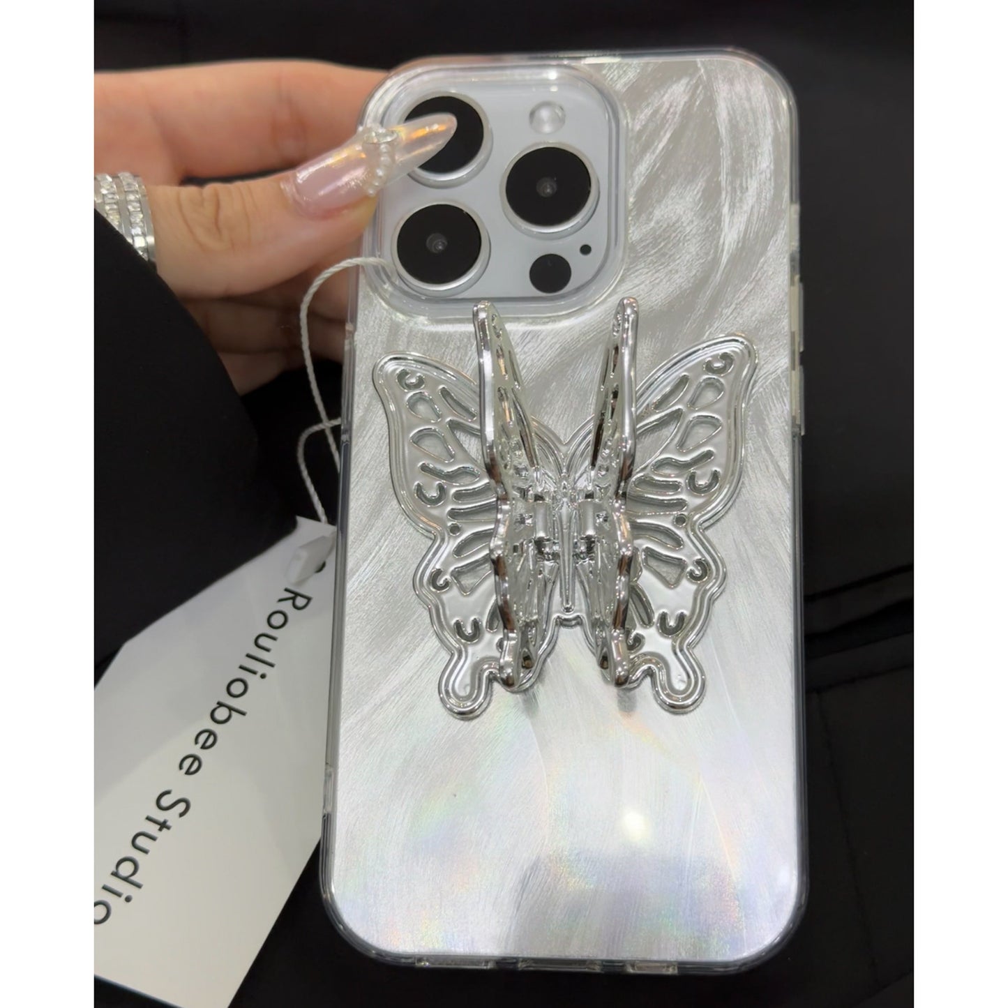 Mobile Phone Case Aurora Three-dimensional Butterfly Bracket Phone Case