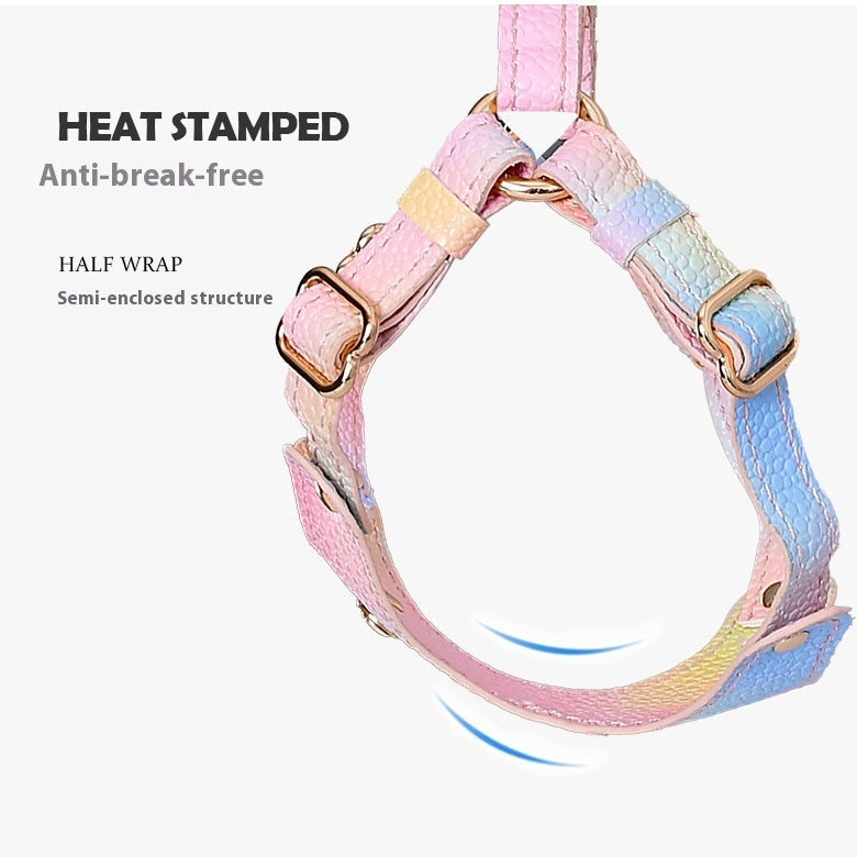 Colorful Leather Cat Strap Pulling Rope