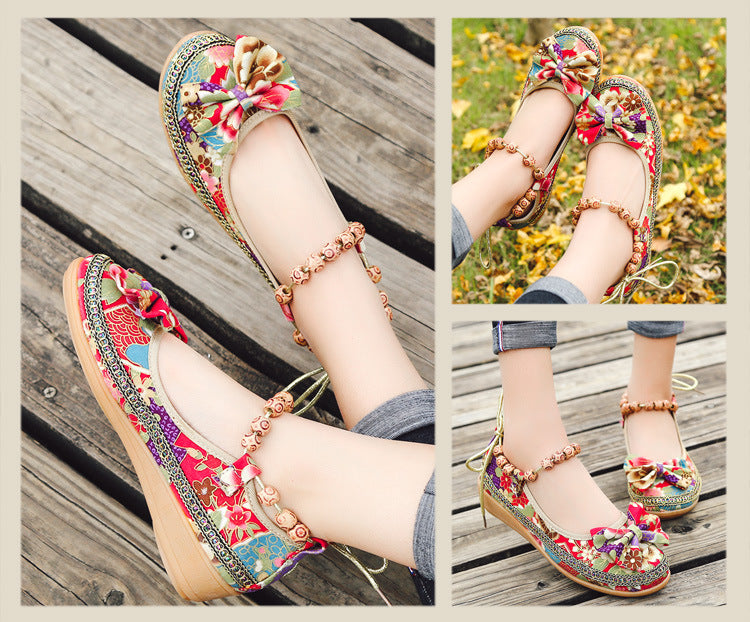 Vintage Beaded Woven Embroidered Lace Cloth Shoes - Online Shop AU.com