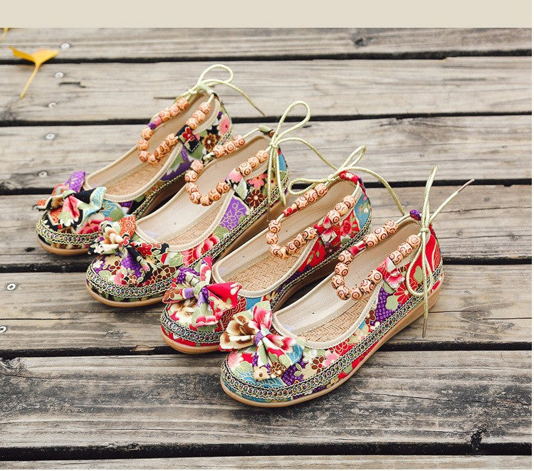Vintage Beaded Woven Embroidered Lace Cloth Shoes - Online Shop AU.com