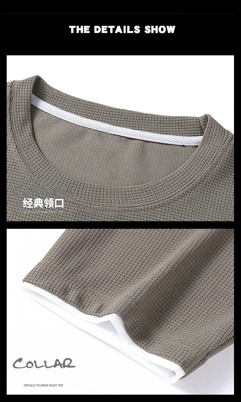 2024 Men's two-piece casual T-shirt and shorts set linen sportswear 2024 fashionable new summer short sleeved