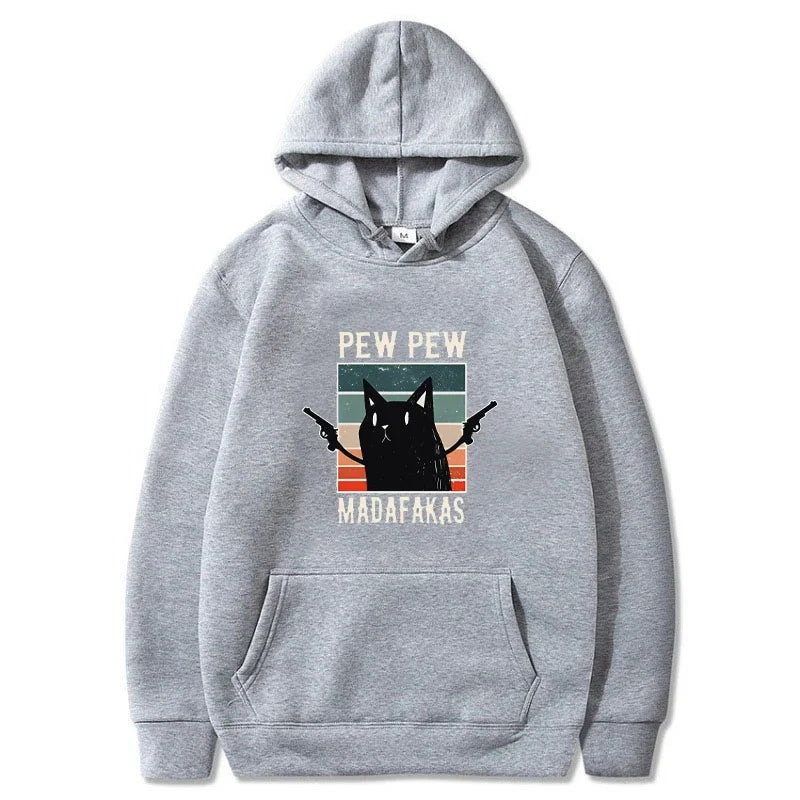 Pew Pew Madafaks Cute Funny Printed Sweatshirt Men's Autumn and Winter Hooded Fashion Hoodie Fashionable Casual Sportswear