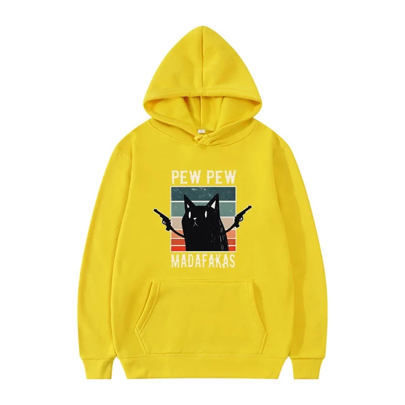 Pew Pew Madafaks Cute Funny Printed Sweatshirt Men's Autumn and Winter Hooded Fashion Hoodie Fashionable Casual Sportswear